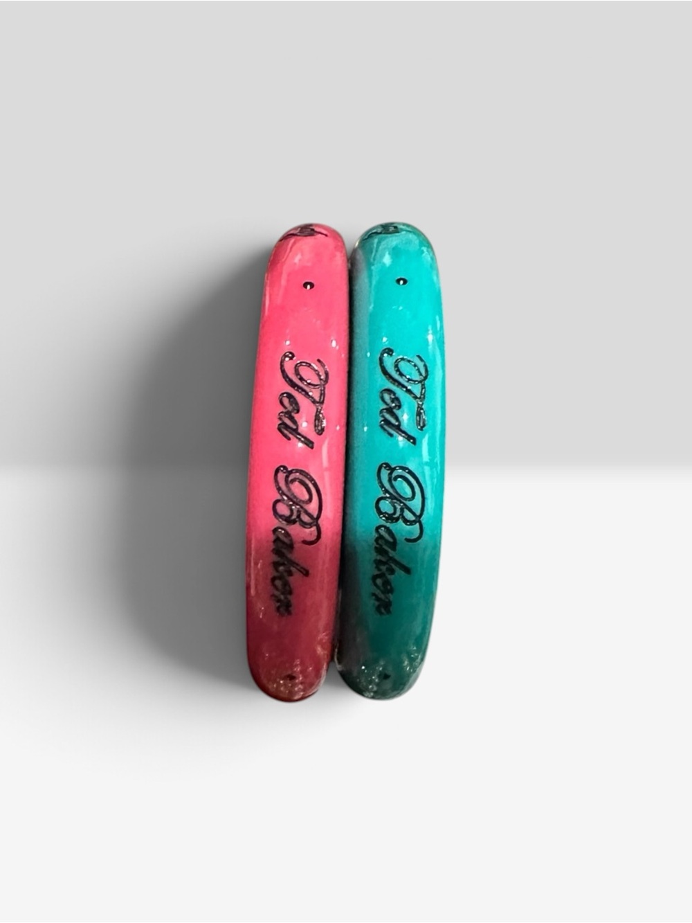 Ted Baker London Resin Bangle Bracelet Set Pink Teal Gold Script Logo Stack